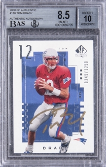 2000 SP Authentic #118 Tom Brady Signed Rookie Card (#0345/1250) – BGS NM-MT+ 8.5/BGS 10